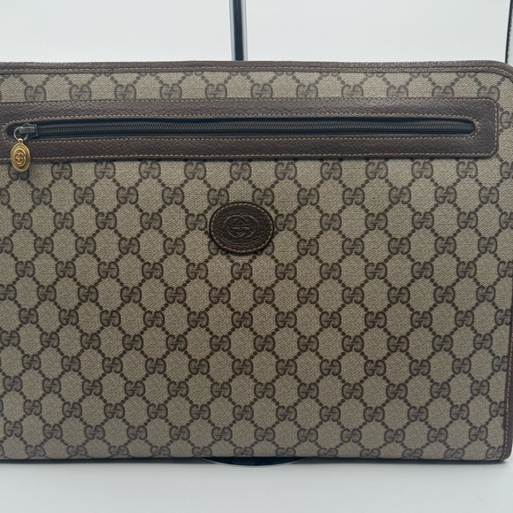 Gucci Tan and Brown Monogram Laptop Bag - Picture 1 of 15